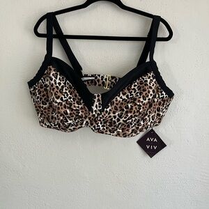 AVA & Viv Woman Animal Print Swim Top, Size 24 W